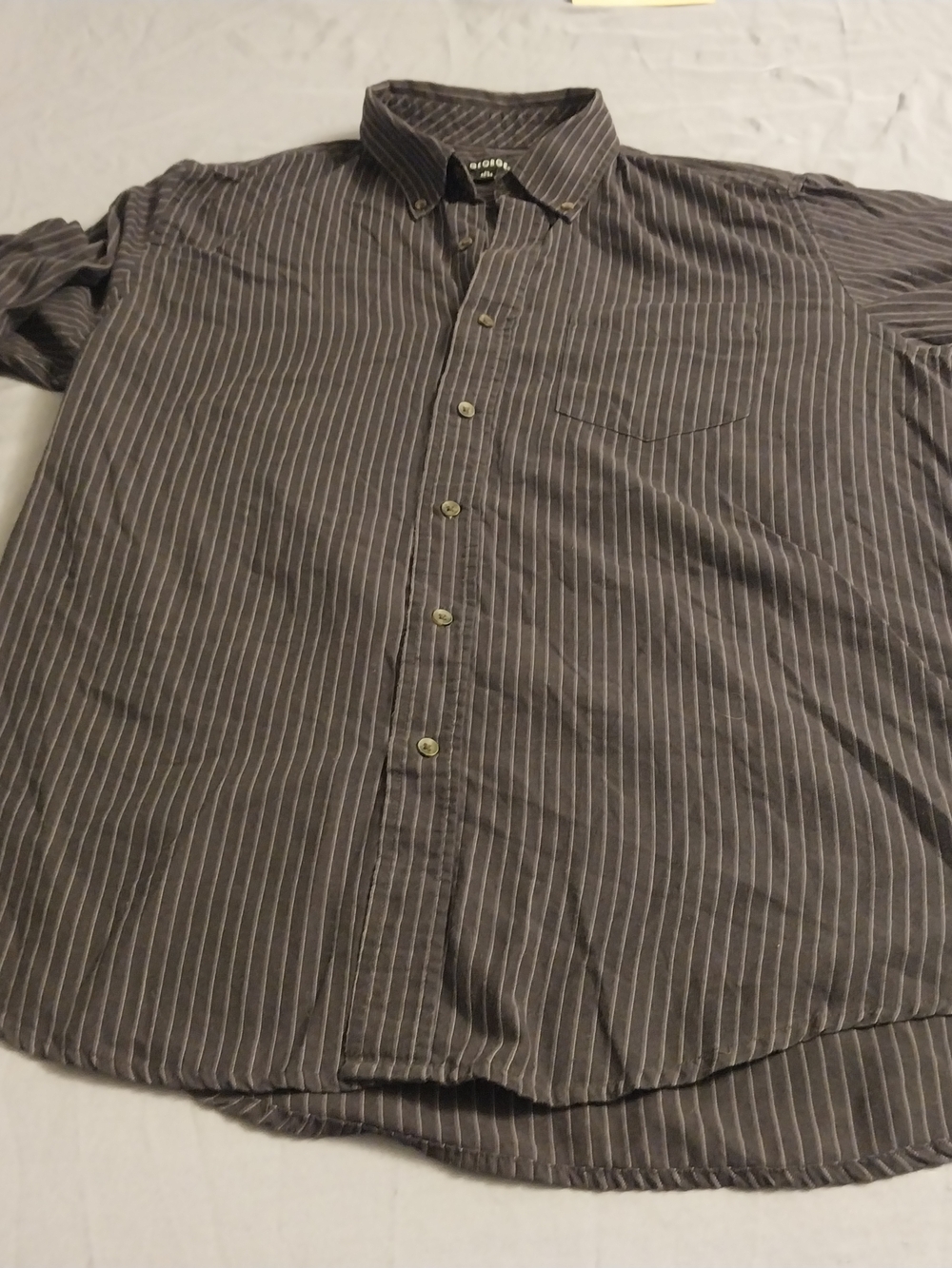 George Men's Dark Gray Pinstripe Button-Down Shirt. #0103